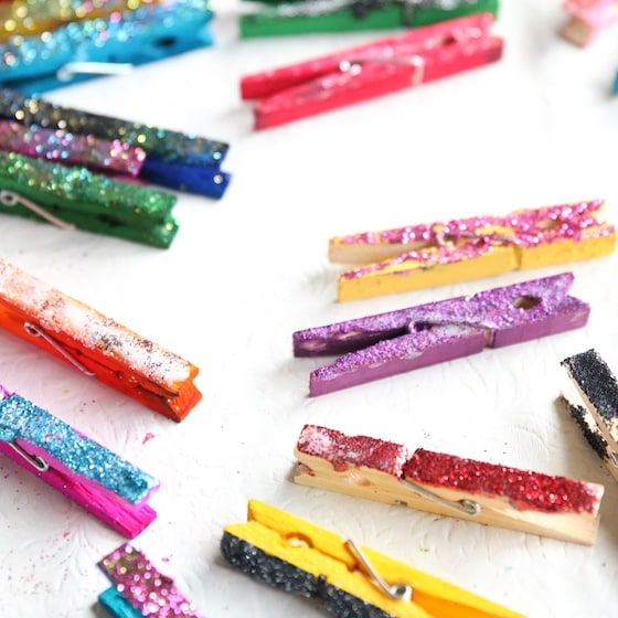 Colourful Glittered clothespins