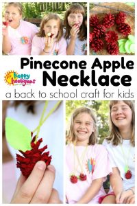 Pinecone Apple Necklace - easy back to school craft for kids - Happy Hooligans