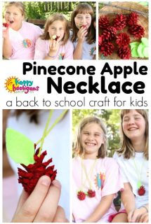Pinecone Apple Necklace - easy back to school craft for kids - Happy Hooligans