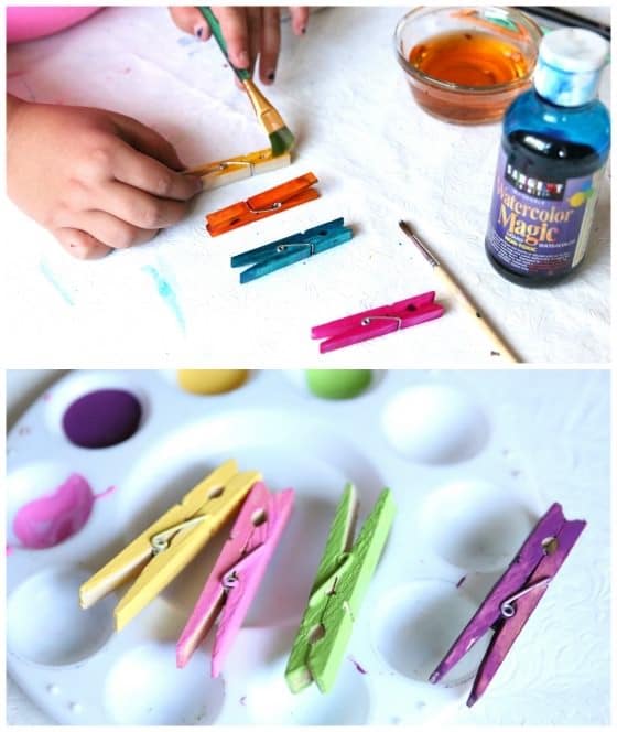 painting and colouring clothespins