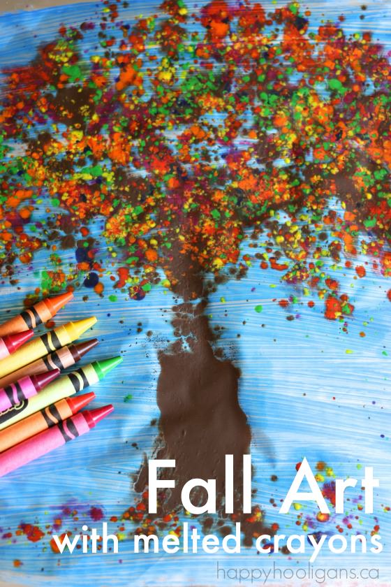 Fall Art with Melted Crayons - Happy Hooligans 