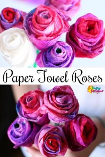Paper Towel Roses Valentines Craft for Kids - Happy Hooligans