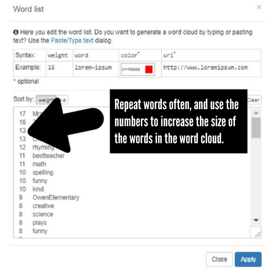 Adding Words to Word List in Word Cloud
