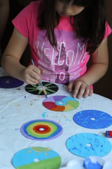 Painted CD Garden Mobile - Great Group Art Project for Kids - Happy ...