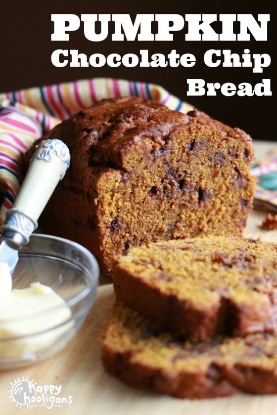 Pumpkin Chocolate Chip Bread with Whole Wheat Flour and Coconut Oil 