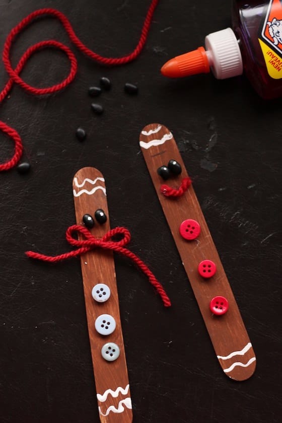 popsicle stick gingerbread craft with glue