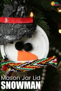 Mason Jar Lid Snowman Ornament