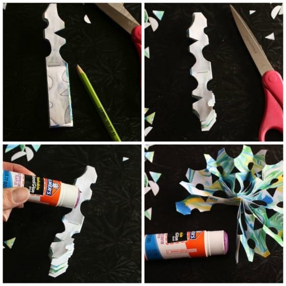 step by step collage for 3d snowflake instructions