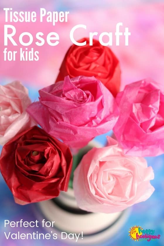 Tissue Paper Rose Craft for Kids