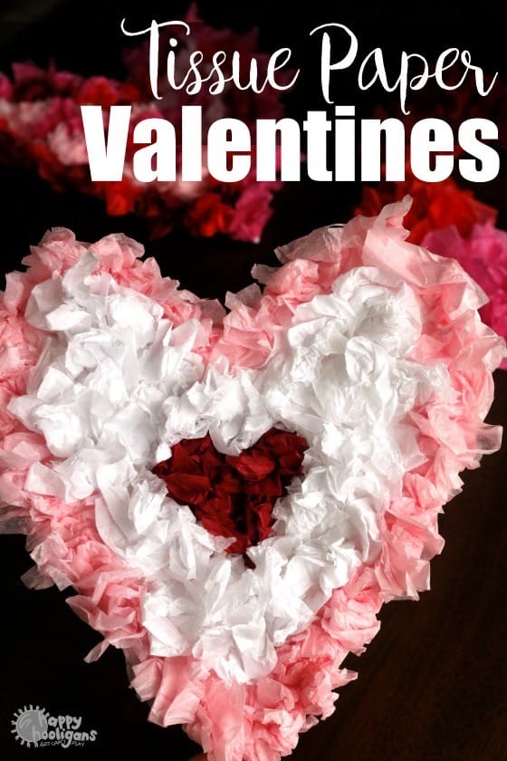 Tissue Paper Valentines Heart Craft