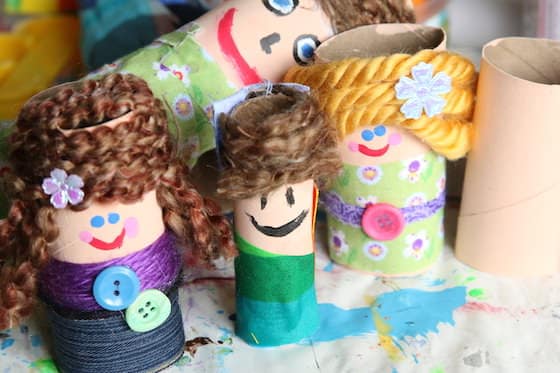 homemade dolls made from cardboard rolls