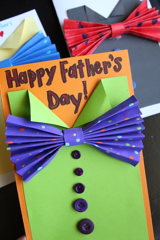 Folded Paper Bow Tie Father's Day Cards