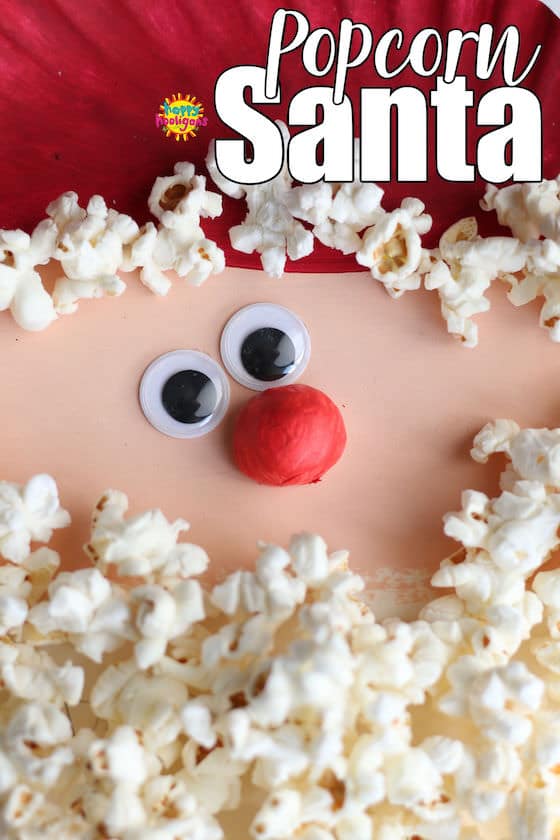 Paper Plate Popcorn Santa Craft - Pinnable Image