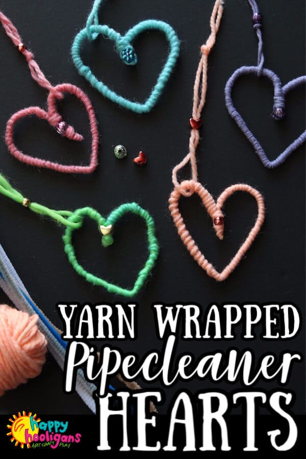 Yarn Wrapped Pipe Cleaner Heart Ornaments