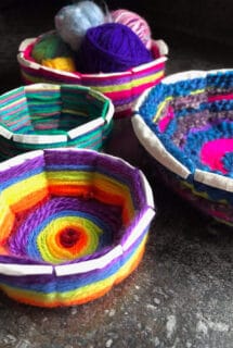 Woven Paper Plate Bowls made by Kids