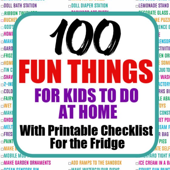 100 kids activities for home Printable
