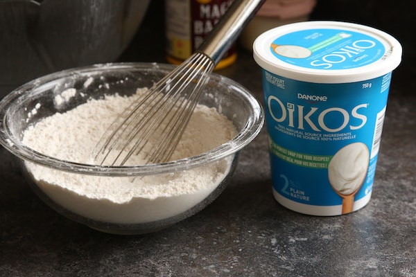 Self-rising flour and greek yogurt
