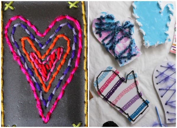 Kids Beginner sewing crafts with yarn or wool