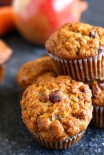Carrot muffins with apple, nuts , coconut and cranberries