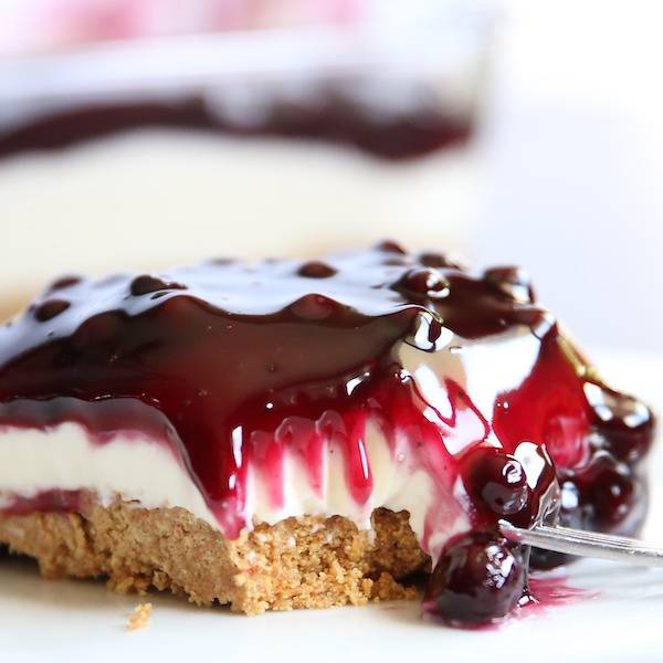 no bake blueberry cheesecake with condensed milk - square image