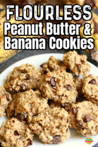 No Flour Peanut Butter Banana Oatmeal Chocolate Chip Cookies - Pin Image