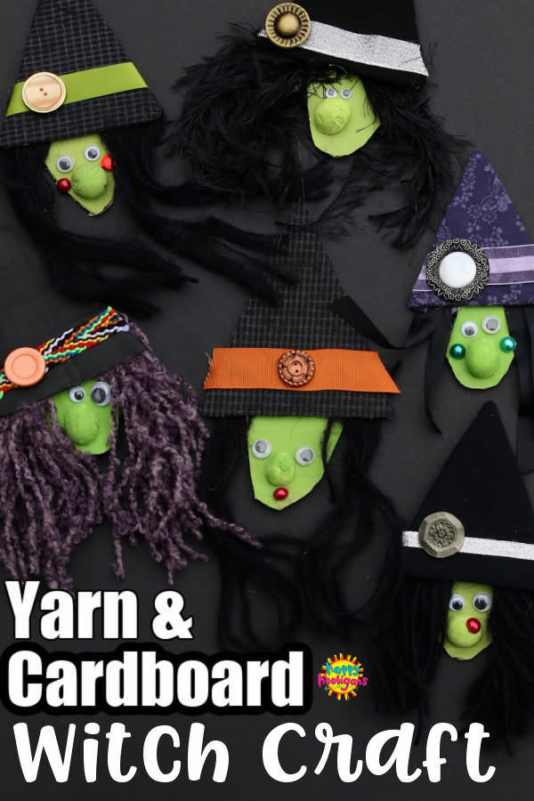 Yarn and Cardboard Witch Craft for Kids 