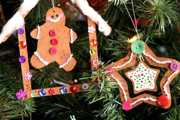 homemade gingerbread ornaments beside storebought