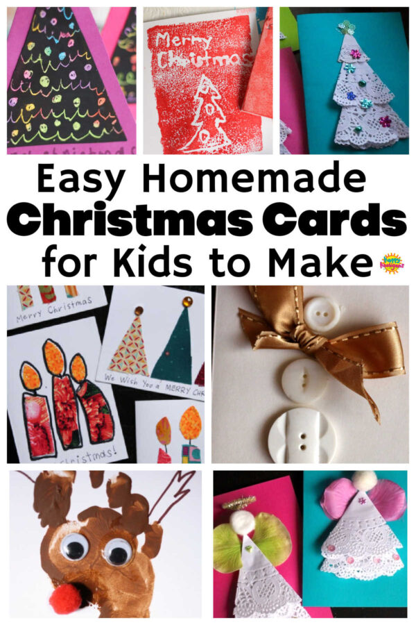 Easy Homemade Christmas Cards for Kids to Make collage
