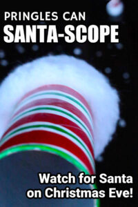 Pringles can painted like candy cane telescope to watch for Santa