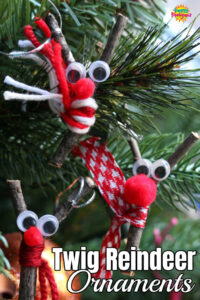 Twig Reindeer with Scarf Ornaments