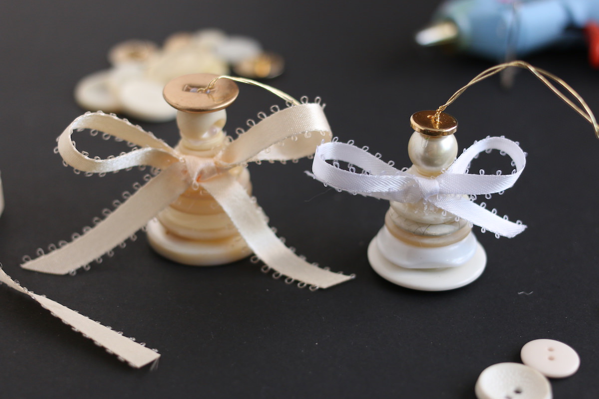 button angel ornament gluing wings on
